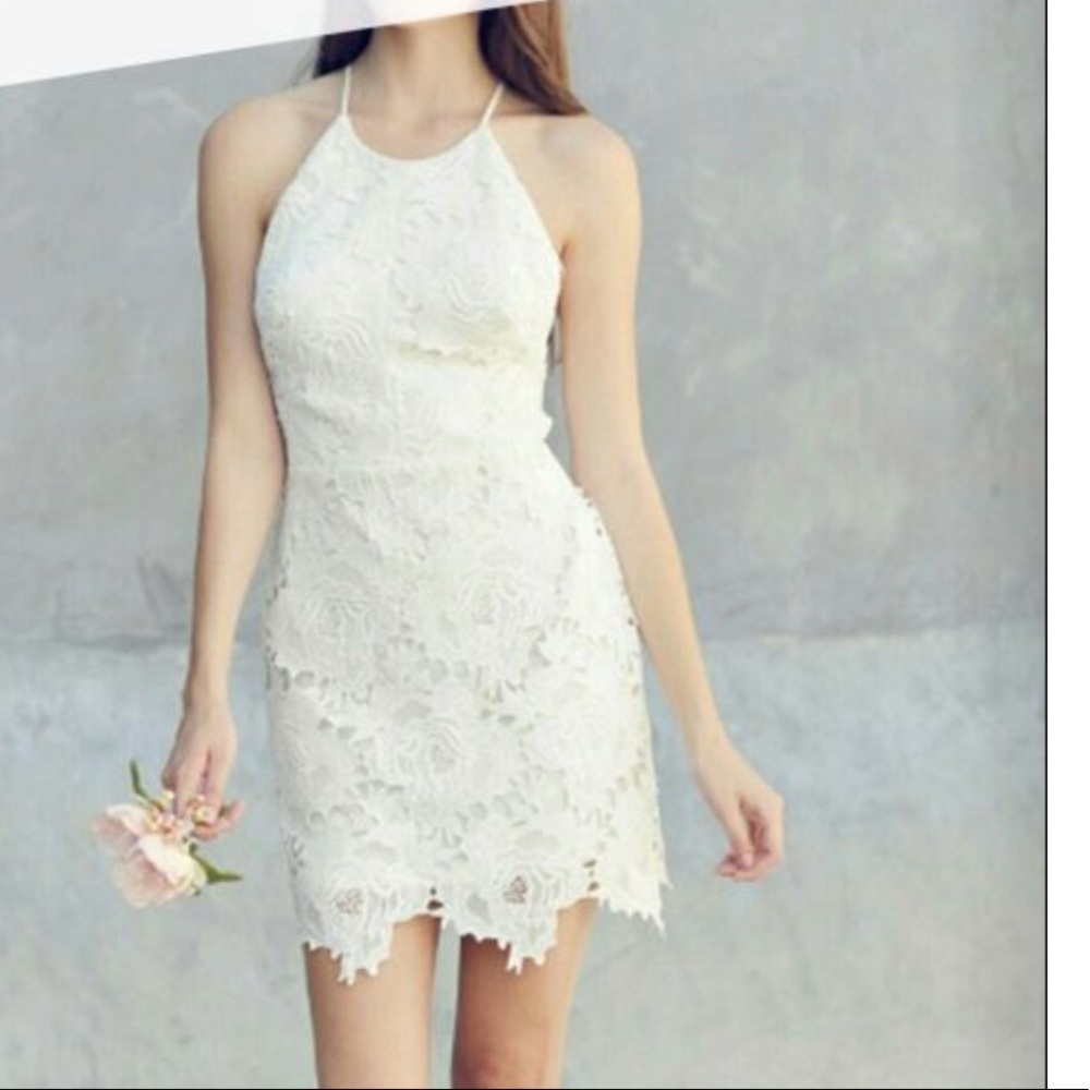 White crochet floral lace cami dress